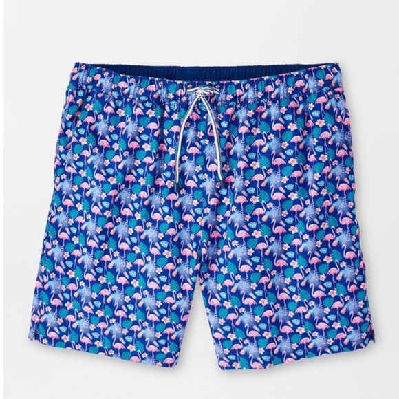 Peter Millar Flamingo Floral Printed Swim Trunks, Size XXL New w/Tag - Picture 2 of 14